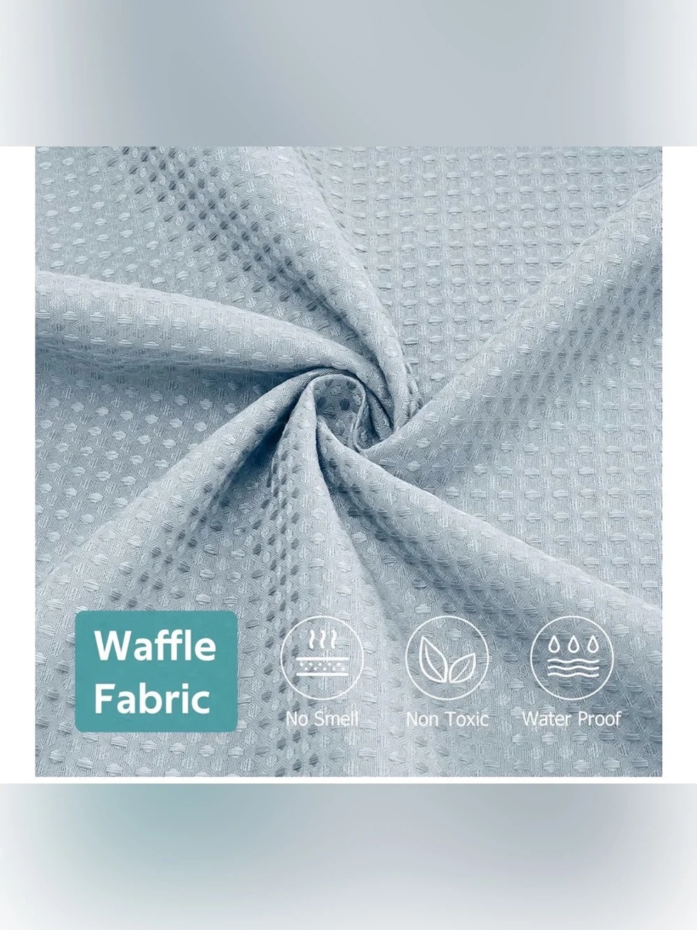 3in1 Waffle Shower Curtain Liner Set Heavyweight Fog Blue 72x72 Inch